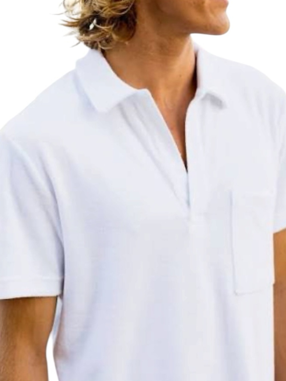 New Kenny Flowers The Casa Blanca White Terry Polo Shirt Front Pocket Large